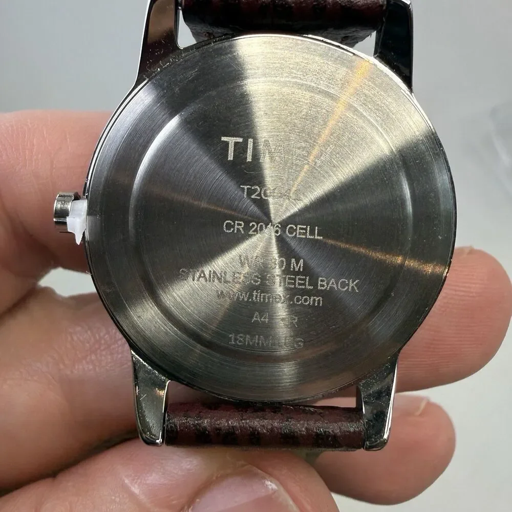 TIMEX Men's Watch T20041 Easy Reader Day/Date Silver Brown Leather 34mm NEW